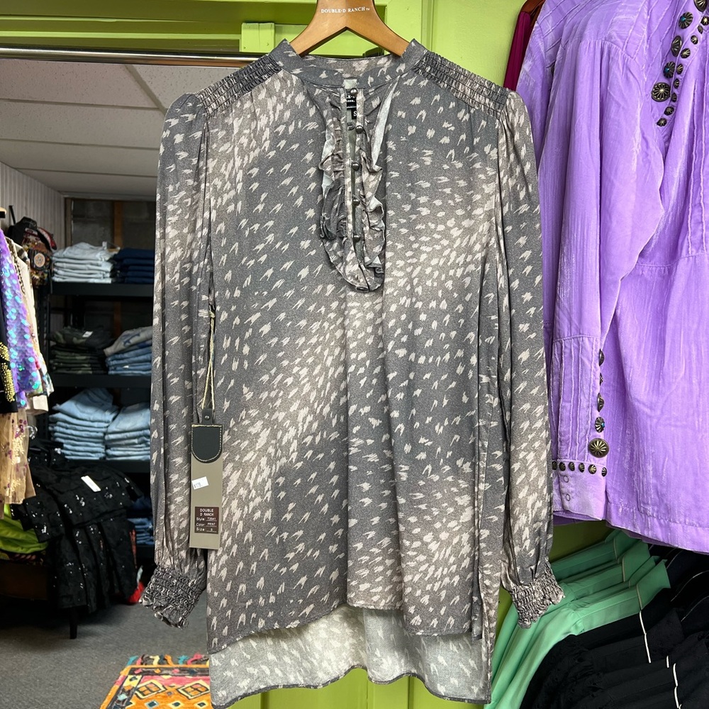 Double D Ranch Monochrome Print Blouse